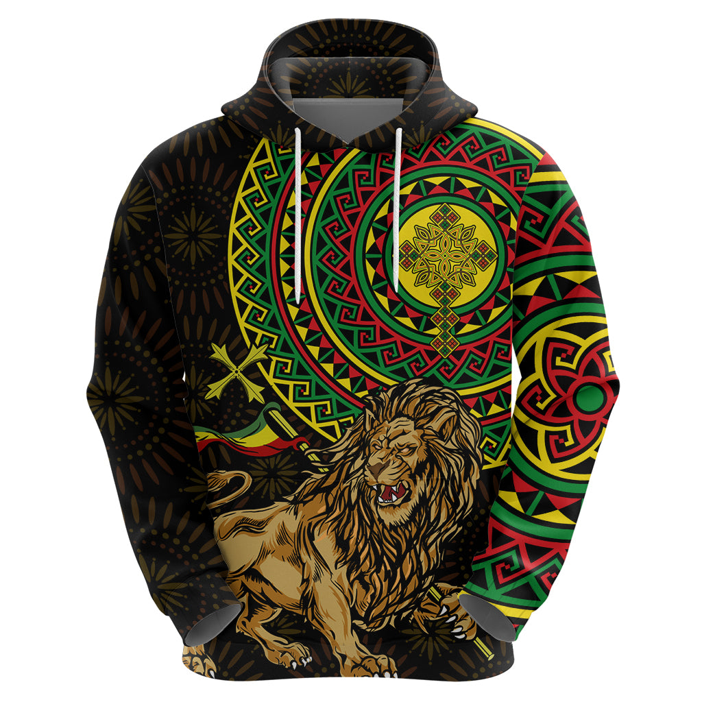 Ethiopia National Day Zip Hoodie Lion Of Judah African Pattern - Wonder Print Shop