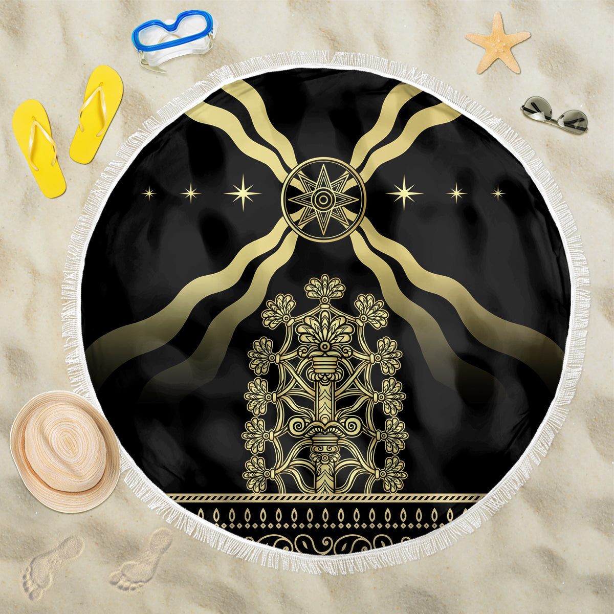 Assyria Empire Beach Blanket Assyrian Mythological Spirit - Wonder Print Shop