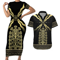 Assyria Empire Couples Matching Short Sleeve Bodycon Dress and Hawaiian Shirt Assyrian Mythological Spirit - Wonder Print Shop