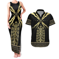 Assyria Empire Couples Matching Tank Maxi Dress and Hawaiian Shirt Assyrian Mythological Spirit - Wonder Print Shop