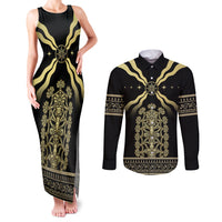 Assyria Empire Couples Matching Tank Maxi Dress and Long Sleeve Button Shirt Assyrian Mythological Spirit - Wonder Print Shop