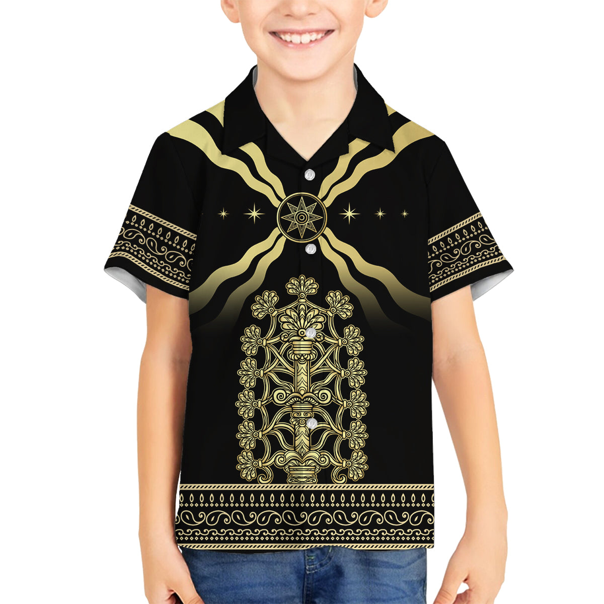 Assyria Empire Family Matching Long Sleeve Bodycon Dress and Hawaiian Shirt Assyrian Mythological Spirit - Wonder Print Shop