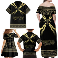 Assyria Empire Family Matching Off Shoulder Maxi Dress and Hawaiian Shirt Assyrian Mythological Spirit - Wonder Print Shop