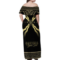 Assyria Empire Family Matching Off Shoulder Maxi Dress and Hawaiian Shirt Assyrian Mythological Spirit - Wonder Print Shop