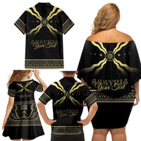 Assyria Empire Family Matching Off Shoulder Short Dress and Hawaiian Shirt Assyrian Mythological Spirit - Wonder Print Shop