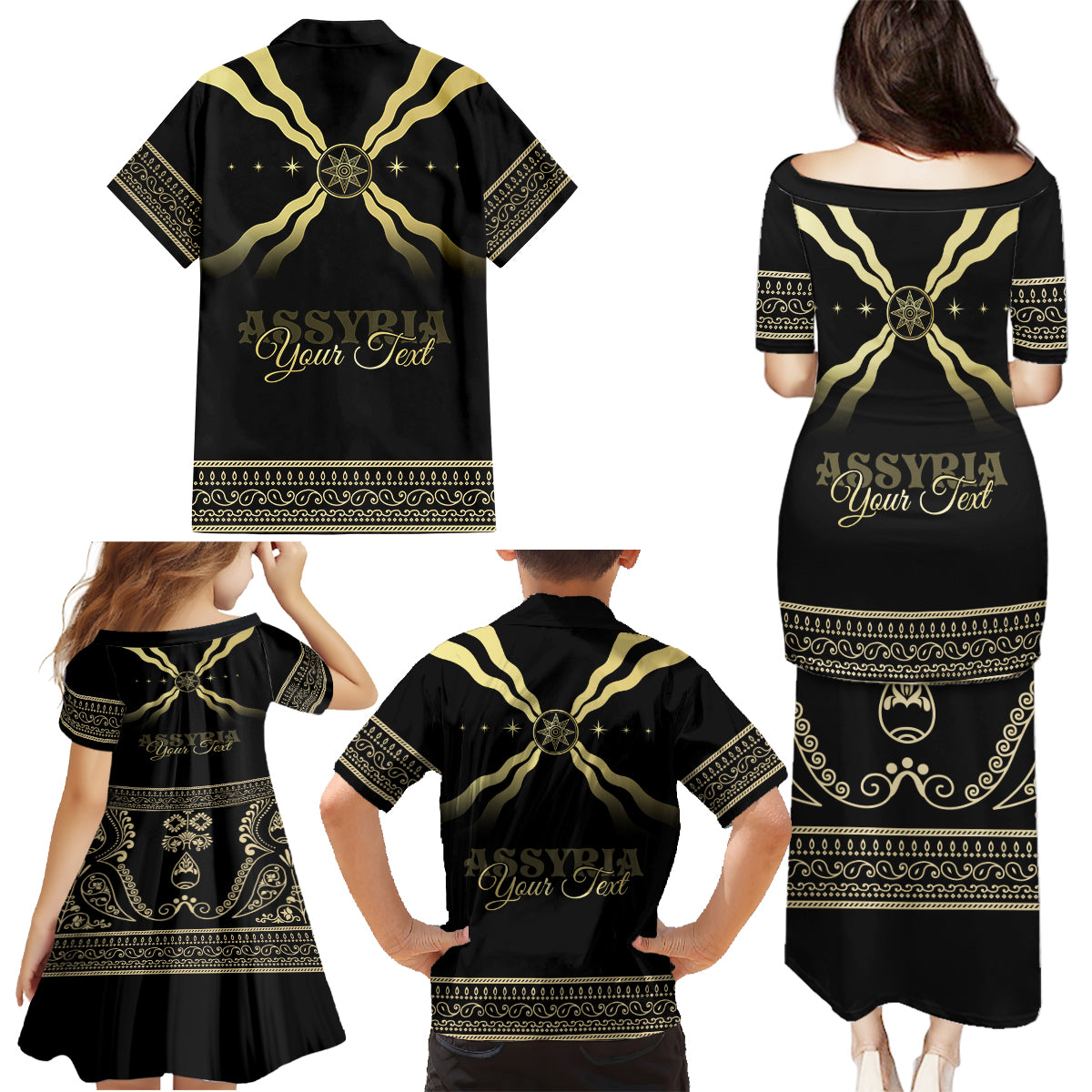 Assyria Empire Family Matching Puletasi and Hawaiian Shirt Assyrian Mythological Spirit - Wonder Print Shop