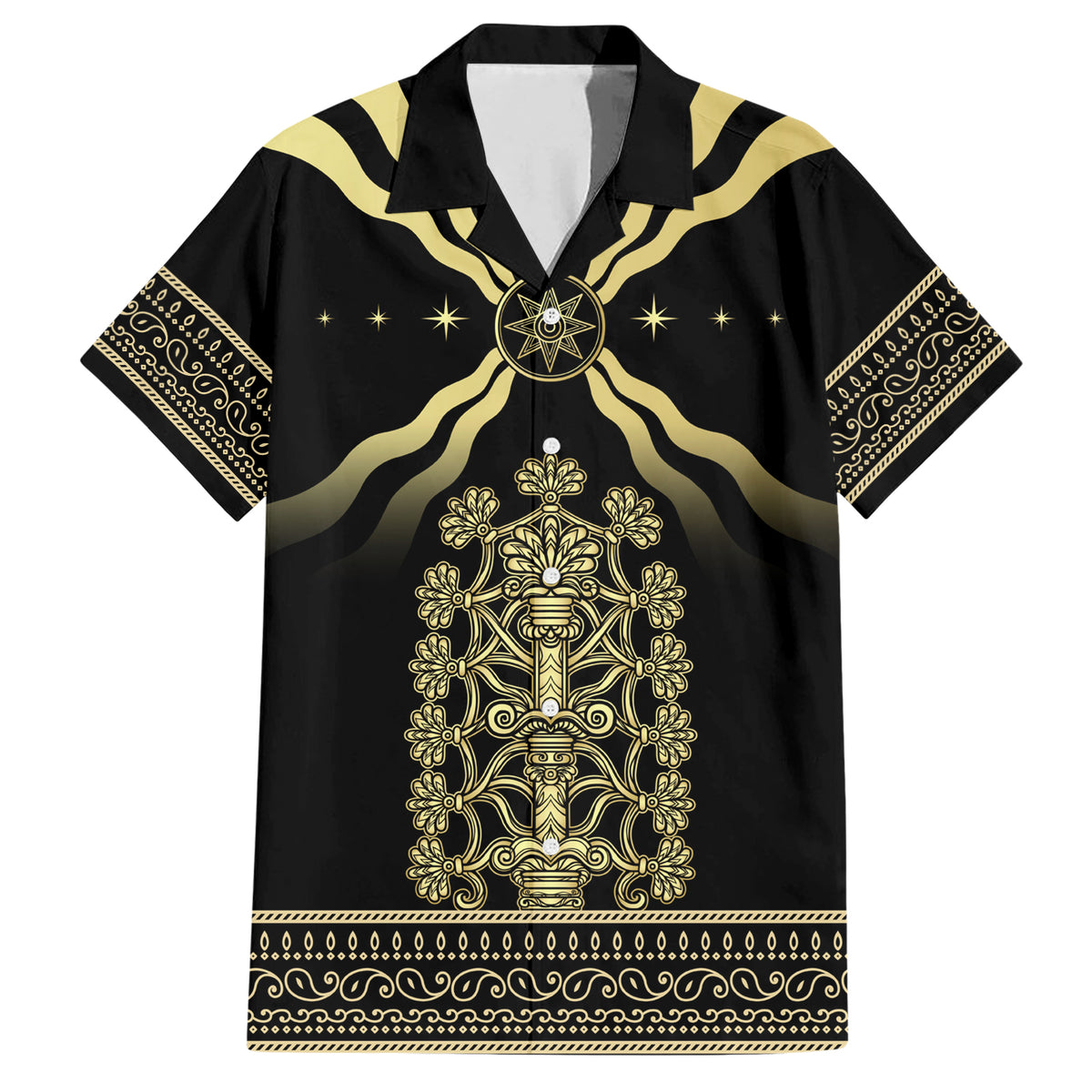 Assyria Empire Family Matching Short Sleeve Bodycon Dress and Hawaiian Shirt Assyrian Mythological Spirit - Wonder Print Shop