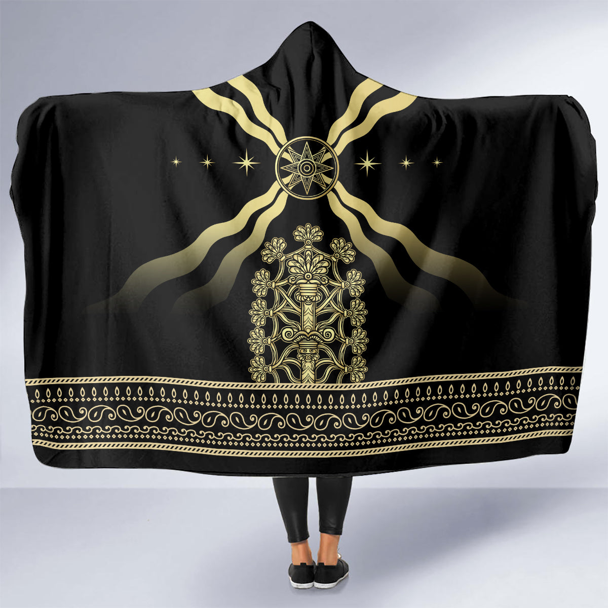 Assyria Empire Hooded Blanket Assyrian Mythological Spirit