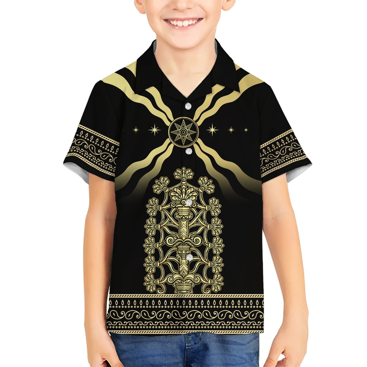 Assyria Empire Kid Hawaiian Shirt Assyrian Mythological Spirit - Wonder Print Shop