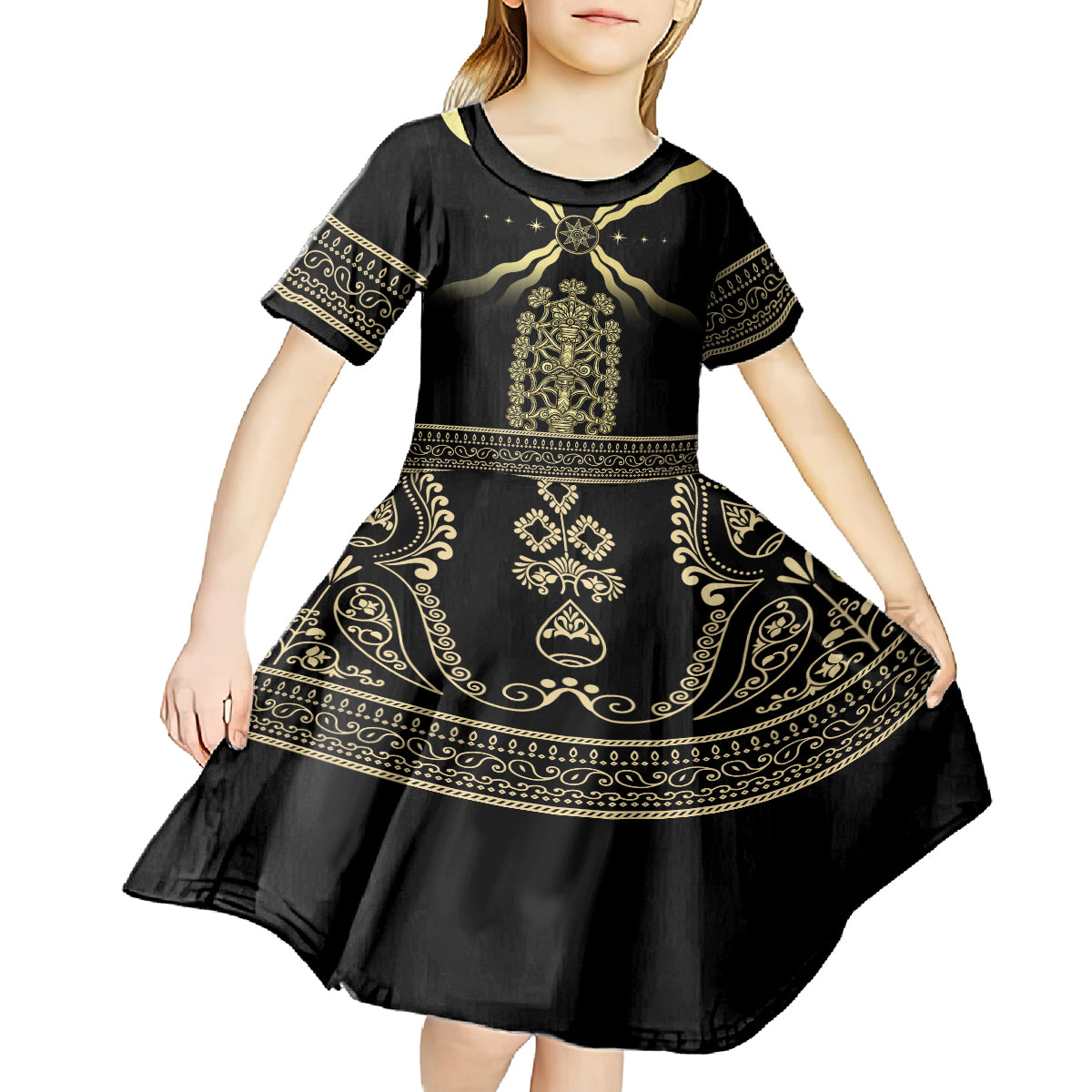 Assyria Empire Kid Short Sleeve Dress Assyrian Mythological Spirit - Wonder Print Shop