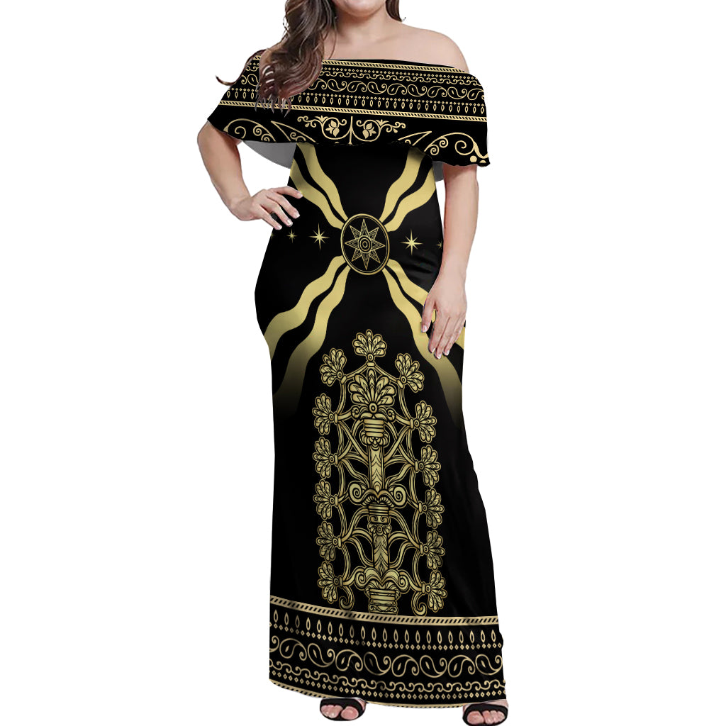 Assyria Empire Off Shoulder Maxi Dress Assyrian Mythological Spirit - Wonder Print Shop
