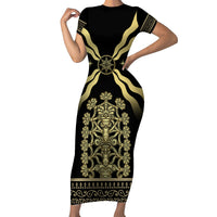 Assyria Empire Short Sleeve Bodycon Dress Assyrian Mythological Spirit - Wonder Print Shop