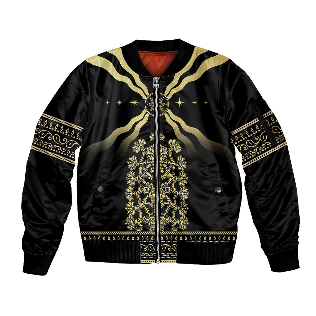 Assyria Empire Sleeve Zip Bomber Jacket Assyrian Mythological Spirit - Wonder Print Shop