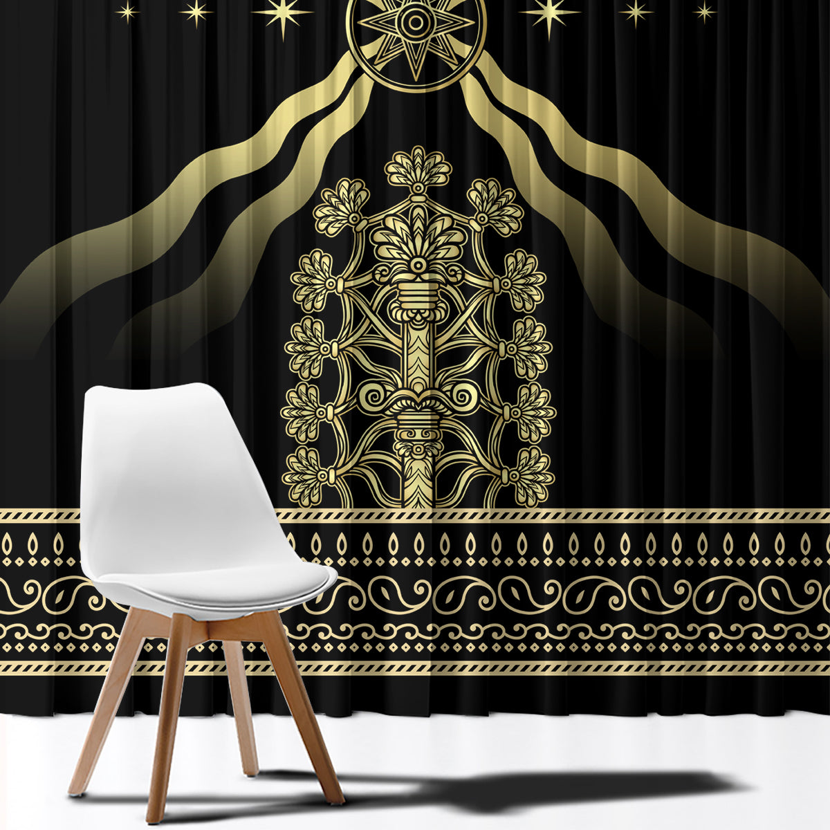 Assyria Empire Window Curtain Assyrian Mythological Spirit - Wonder Print Shop