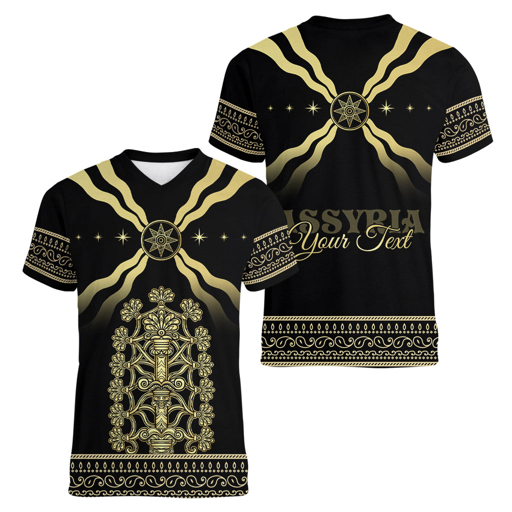 Assyria Empire Women V Neck T Shirt Assyrian Mythological Spirit - Wonder Print Shop