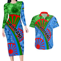 International Romani Day 2024 Couples Matching Long Sleeve Bodycon Dress and Hawaiian Shirt Gypsy Pattern Tribal - Wonder Print Shop