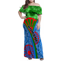 International Romani Day 2024 Family Matching Off Shoulder Maxi Dress and Hawaiian Shirt Gypsy Pattern Tribal - Wonder Print Shop