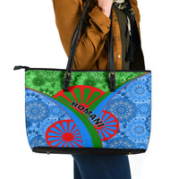 International Romani Day 2024 Leather Tote Bag Gypsy Pattern Tribal - Wonder Print Shop