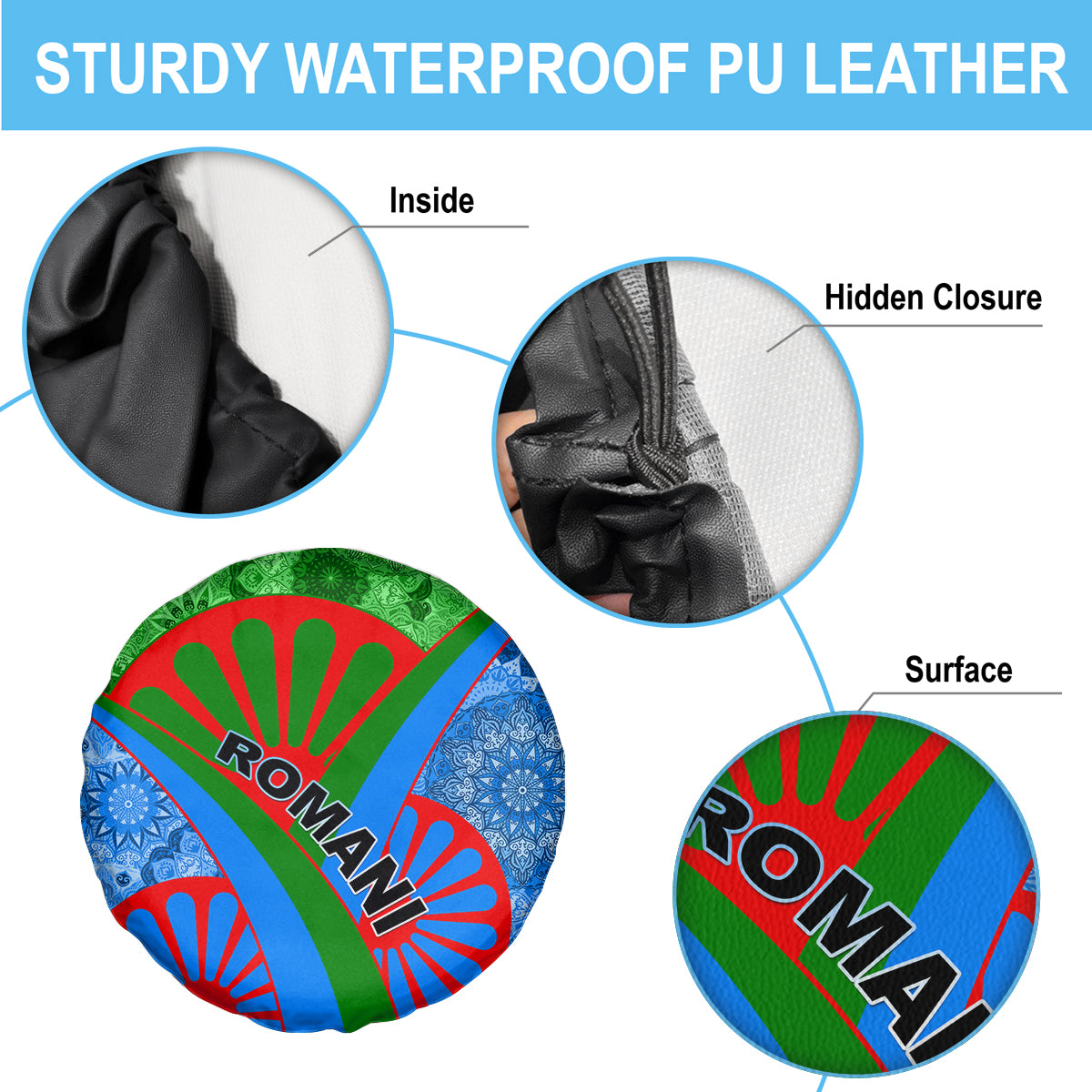 International Romani Day 2024 Spare Tire Cover Gypsy Pattern Tribal - Wonder Print Shop