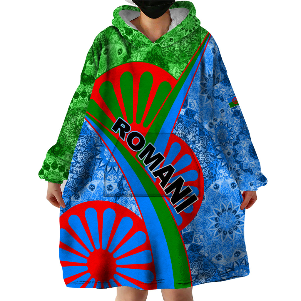 International Romani Day 2024 Wearable Blanket Hoodie Gypsy Pattern Tribal - Wonder Print Shop