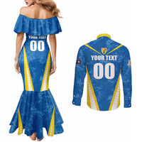Custom Turks and Caicos Islands Football Couples Matching Mermaid Dress and Long Sleeve Button Shirt Team TCI Go Champions