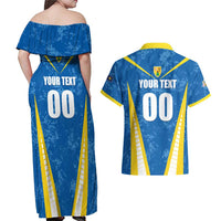 Custom Turks and Caicos Islands Football Couples Matching Off Shoulder Maxi Dress and Hawaiian Shirt Team TCI Go Champions