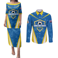 Custom Turks and Caicos Islands Football Couples Matching Puletasi and Long Sleeve Button Shirt Team TCI Go Champions