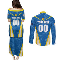Custom Turks and Caicos Islands Football Couples Matching Puletasi and Long Sleeve Button Shirt Team TCI Go Champions