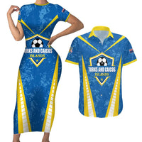 Custom Turks and Caicos Islands Football Couples Matching Short Sleeve Bodycon Dress and Hawaiian Shirt Team TCI Go Champions