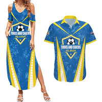 Custom Turks and Caicos Islands Football Couples Matching Summer Maxi Dress and Hawaiian Shirt Team TCI Go Champions