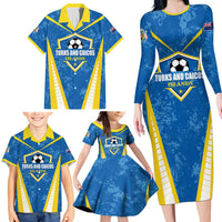 Custom Turks and Caicos Islands Football Family Matching Long Sleeve Bodycon Dress and Hawaiian Shirt Team TCI Go Champions