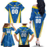 Custom Turks and Caicos Islands Football Family Matching Off The Shoulder Long Sleeve Dress and Hawaiian Shirt Team TCI Go Champions