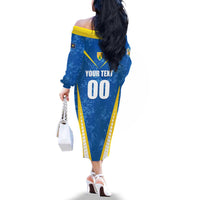 Custom Turks and Caicos Islands Football Family Matching Off The Shoulder Long Sleeve Dress and Hawaiian Shirt Team TCI Go Champions