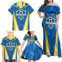 Custom Turks and Caicos Islands Football Family Matching Off Shoulder Maxi Dress and Hawaiian Shirt Team TCI Go Champions