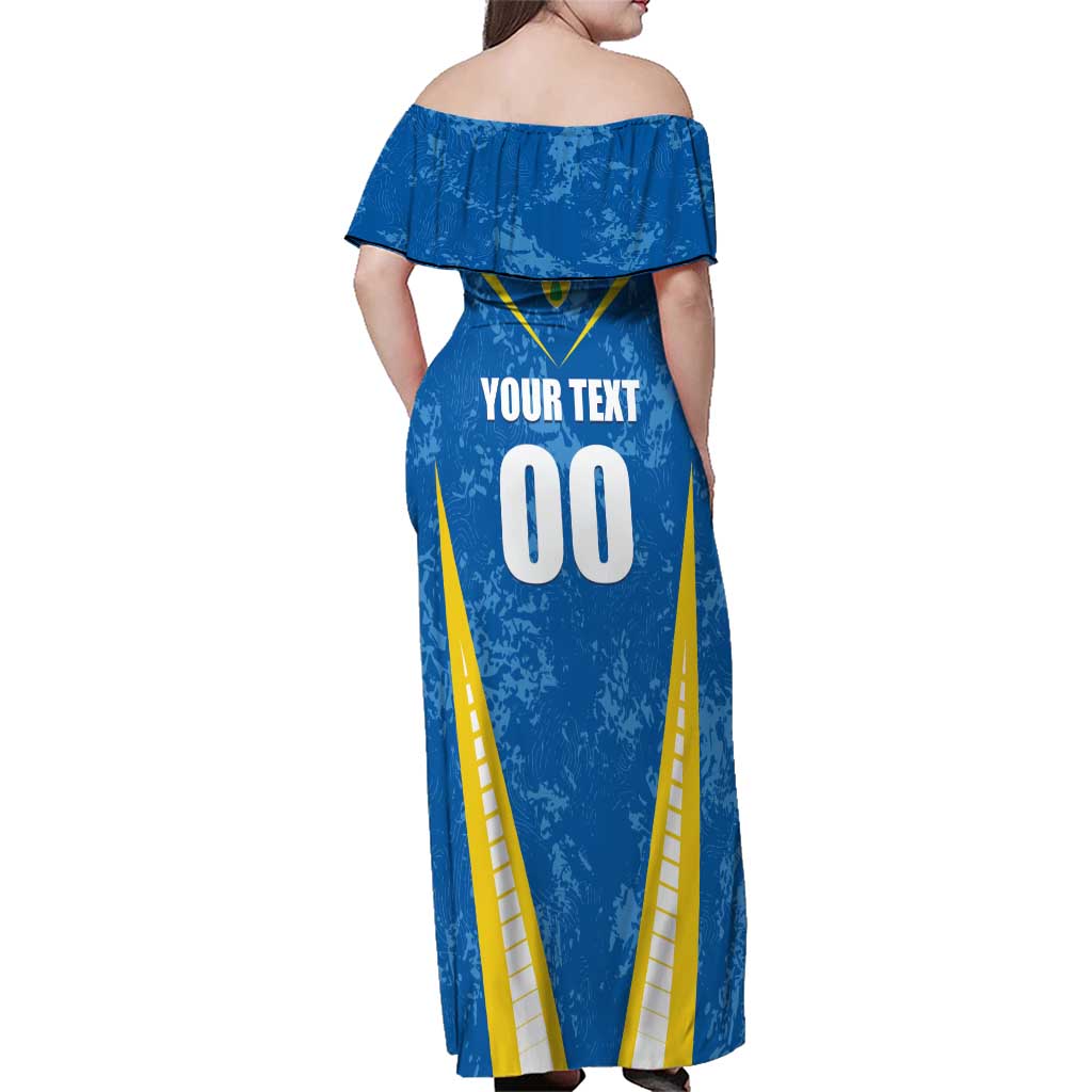 Custom Turks and Caicos Islands Football Family Matching Off Shoulder Maxi Dress and Hawaiian Shirt Team TCI Go Champions