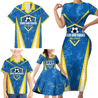 Custom Turks and Caicos Islands Football Family Matching Short Sleeve Bodycon Dress and Hawaiian Shirt Team TCI Go Champions