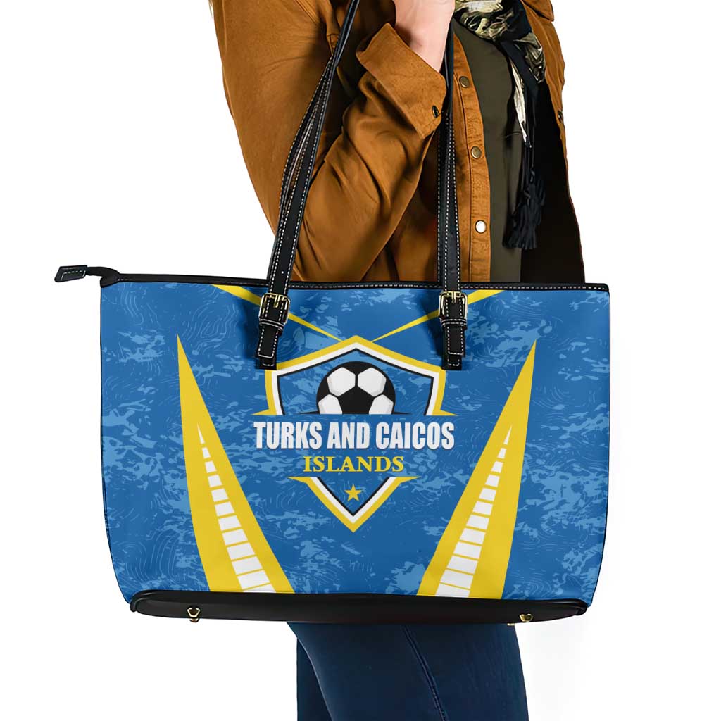 Turks and Caicos Islands Football Leather Tote Bag Team TCI Go Champions