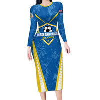 Custom Turks and Caicos Islands Football Long Sleeve Bodycon Dress Team TCI Go Champions