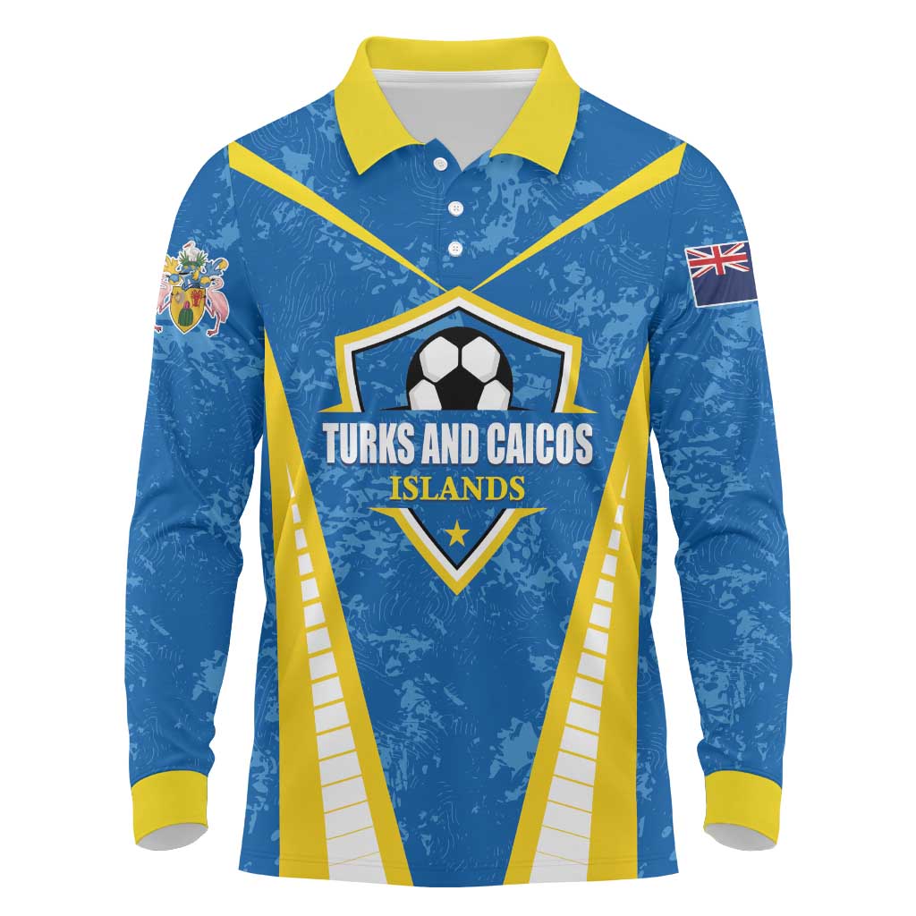 Custom Turks and Caicos Islands Football Long Sleeve Polo Shirt Team TCI Go Champions