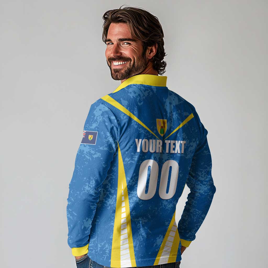 Custom Turks and Caicos Islands Football Long Sleeve Polo Shirt Team TCI Go Champions