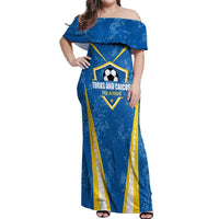 Custom Turks and Caicos Islands Football Off Shoulder Maxi Dress Team TCI Go Champions