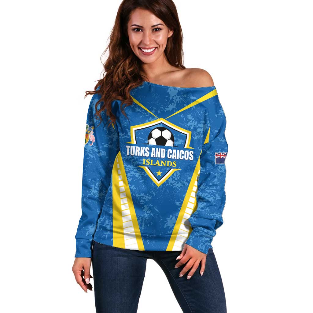Custom Turks and Caicos Islands Football Off Shoulder Sweater Team TCI Go Champions