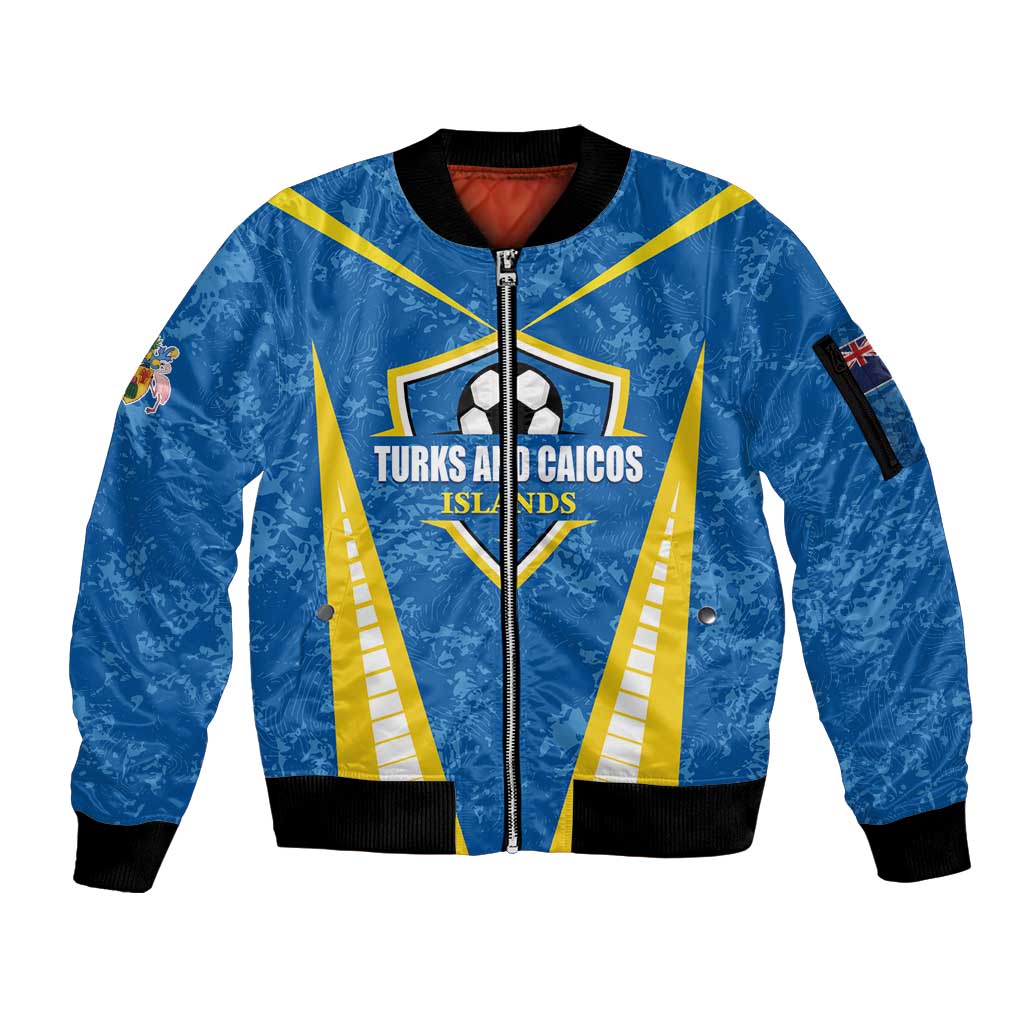 Custom Turks and Caicos Islands Football Sleeve Zip Bomber Jacket Team TCI Go Champions