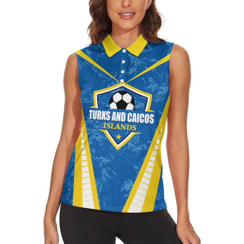 Custom Turks and Caicos Islands Football Women Sleeveless Polo Shirt Team TCI Go Champions
