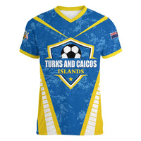 Custom Turks and Caicos Islands Football Women V-Neck T-Shirt Team TCI Go Champions