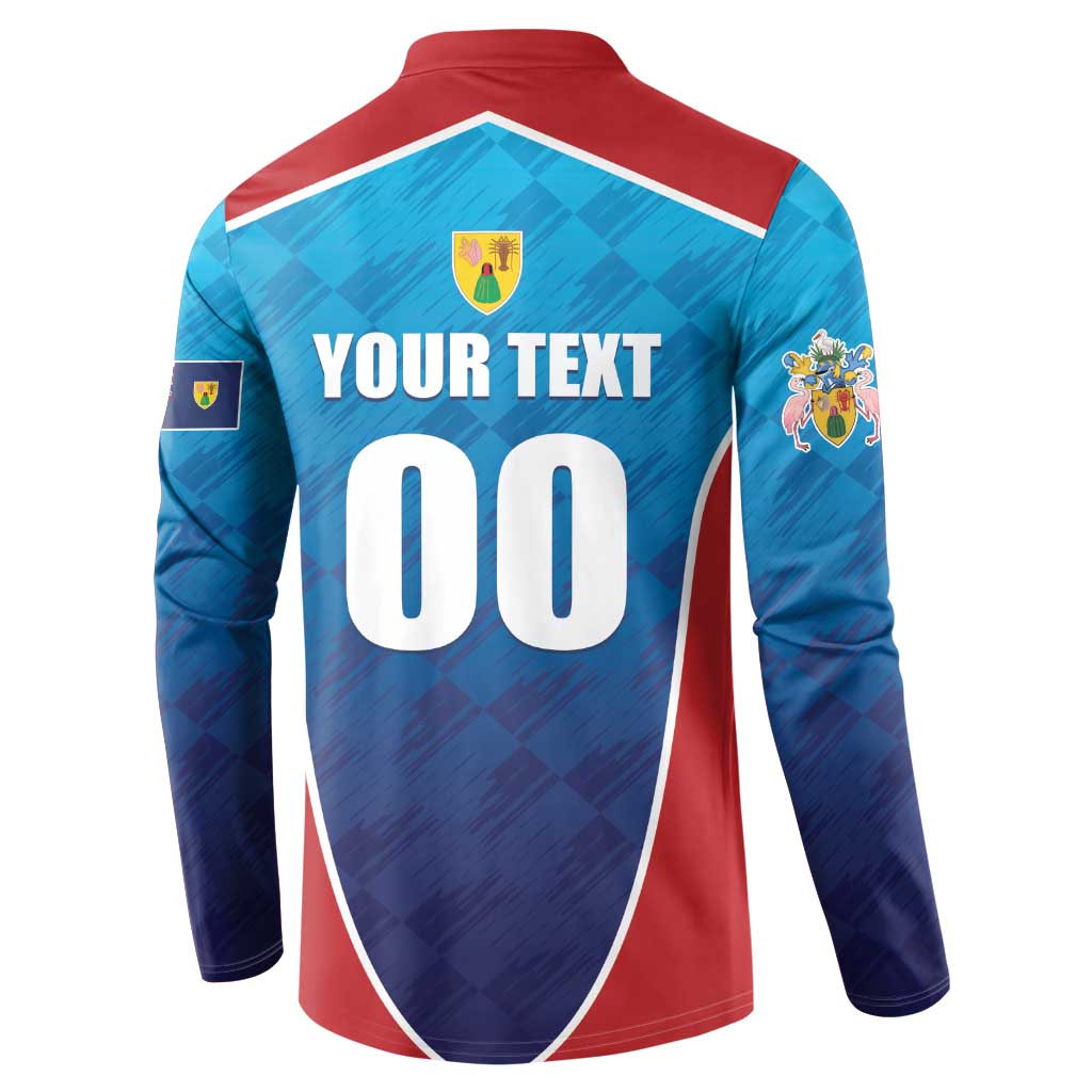 Custom Turks and Caicos Islands Rugby Button Sweatshirt TCI Team Come On