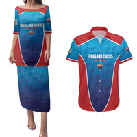 Custom Turks and Caicos Islands Rugby Couples Matching Puletasi and Hawaiian Shirt TCI Team Come On