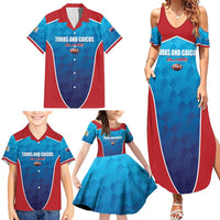 Custom Turks and Caicos Islands Rugby Family Matching Summer Maxi Dress and Hawaiian Shirt TCI Team Come On