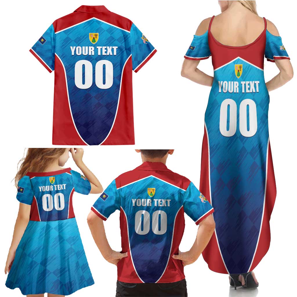 Custom Turks and Caicos Islands Rugby Family Matching Summer Maxi Dress and Hawaiian Shirt TCI Team Come On