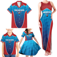 Custom Turks and Caicos Islands Rugby Family Matching Tank Maxi Dress and Hawaiian Shirt TCI Team Come On